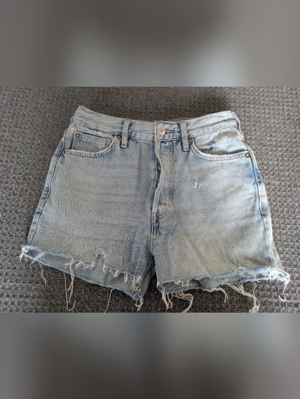 Light Wash Distressed Denim Cutoff Shorts